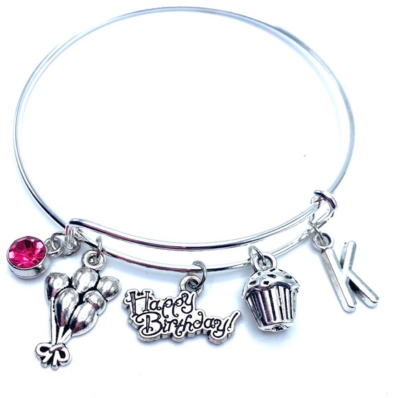 Happy Birthday Bracelet Bangle Charm May Be Personalized - Picture 4 of 5